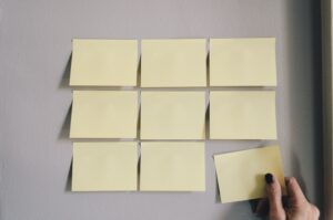 Yellow post it notes for planning