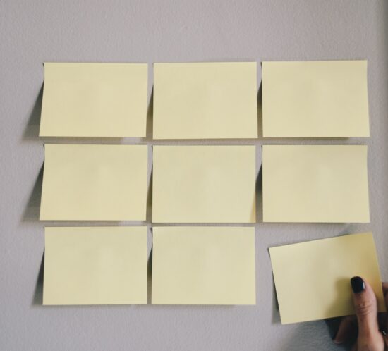 Yellow post it notes for planning